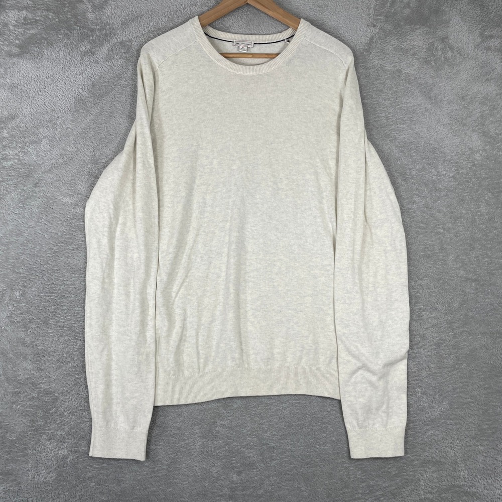 Gap Sweater Mens XL White Cotton Cashmere Crewneck Long Sleeve Preppy Classic